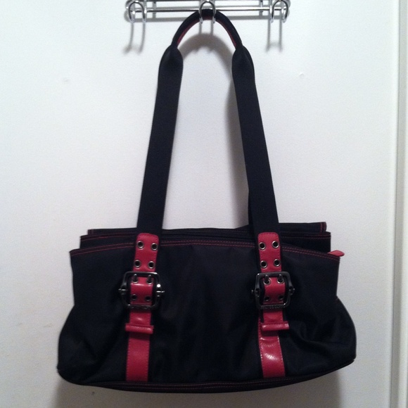 Franco Sarto Black Pink Nylon Shoulder Bag - Picture 2 of 4